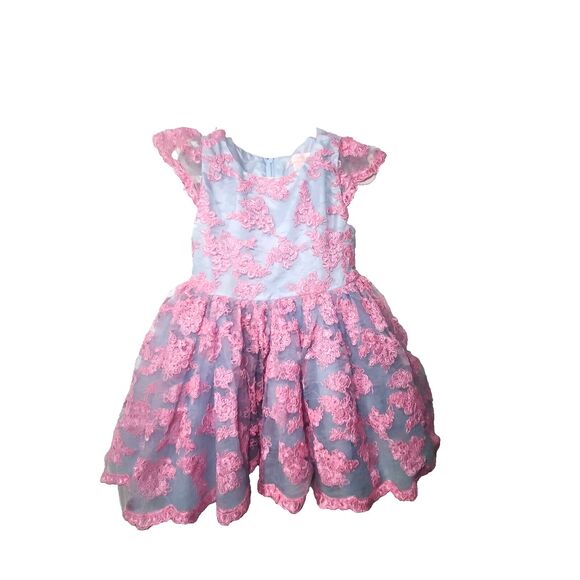 Embroidered Lace High/Low Romantic Tutu Couture Dress 3T Pink and Blue TC1960 - Picture 1 of 13